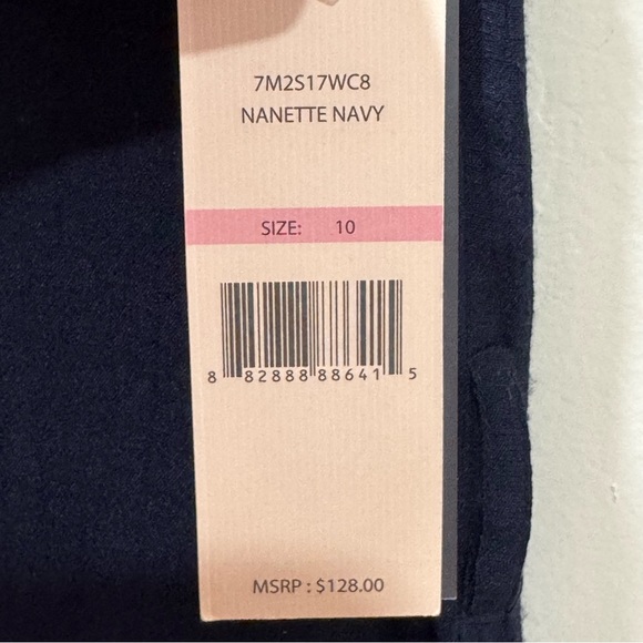 NWT Nanette Lepore Caribbean Texture Navy Blue Midi Dress Women's 10 *NO Belt - Picture 6 of 14